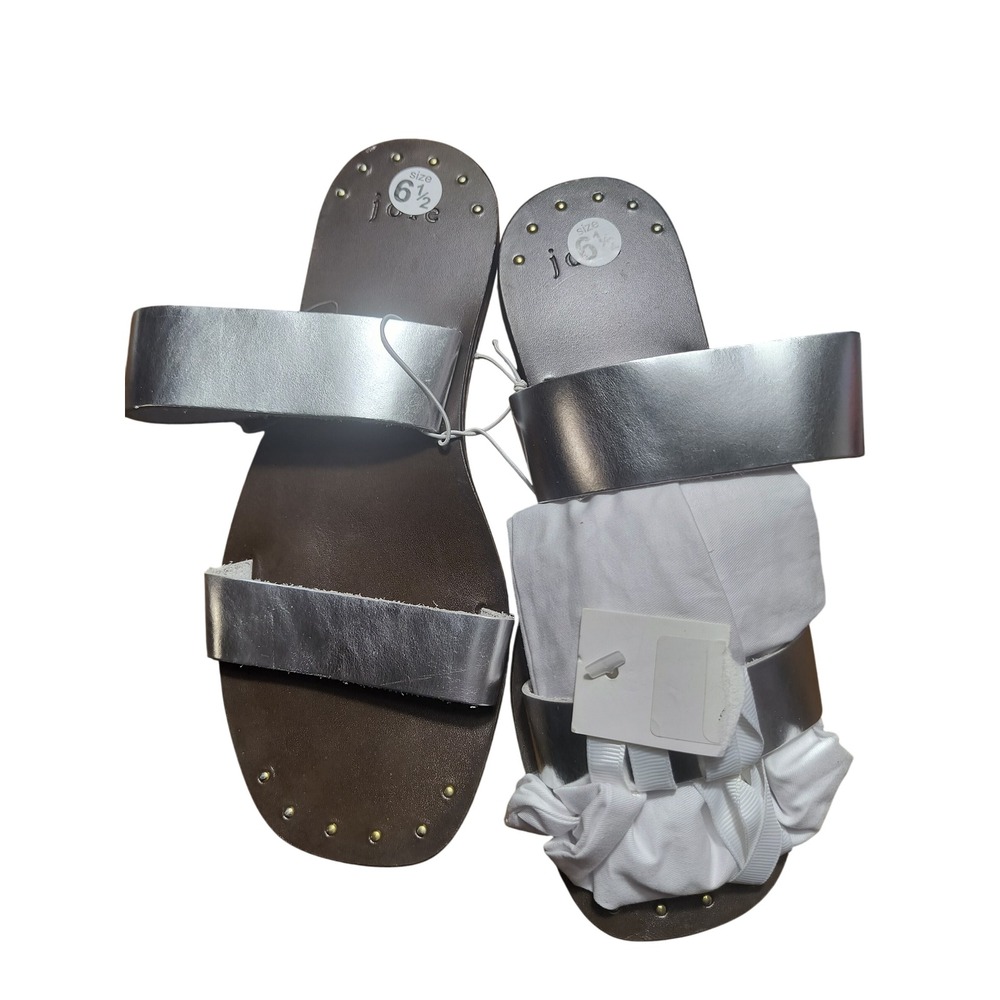 Joie Womens Silver Leather Metallic Studded Strappy Sandals Size 6.5‎ NWT Bag